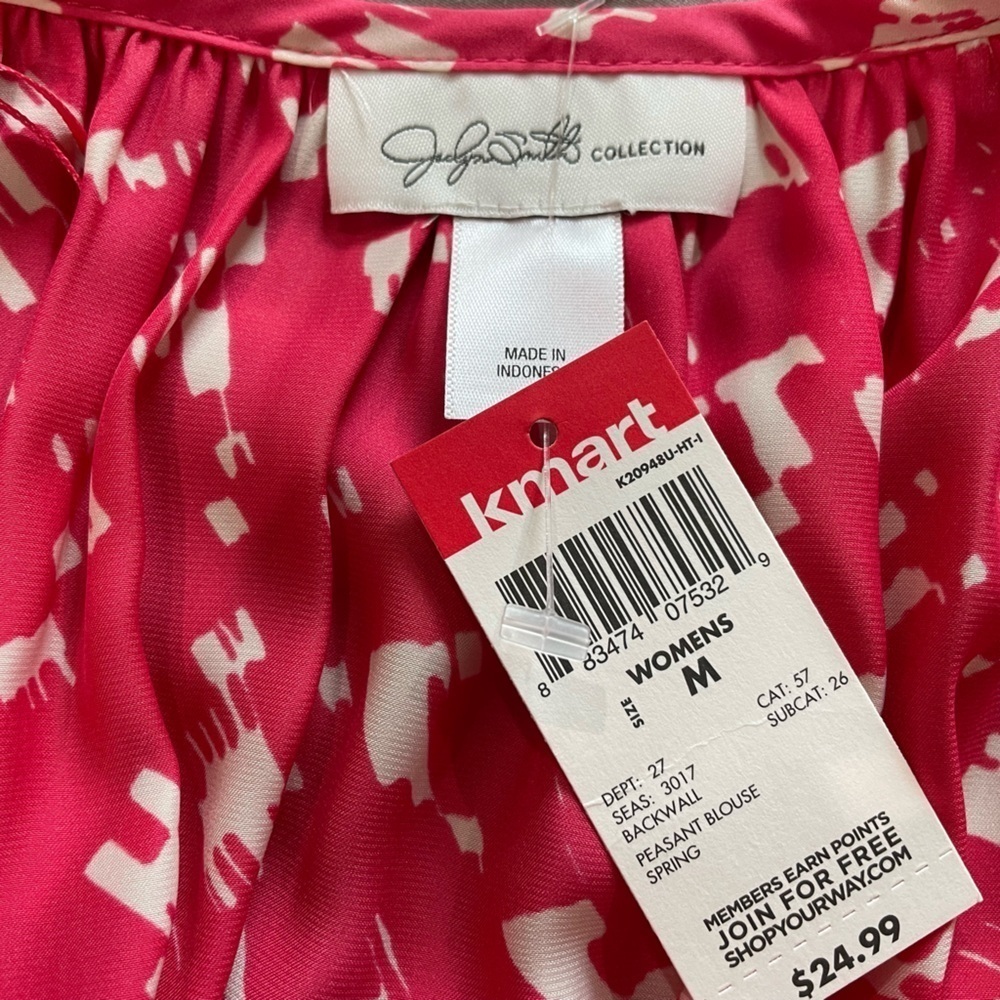 NWT Jaclyn Smith blouse shirt pink & white womens medium - Picture 3 of 6